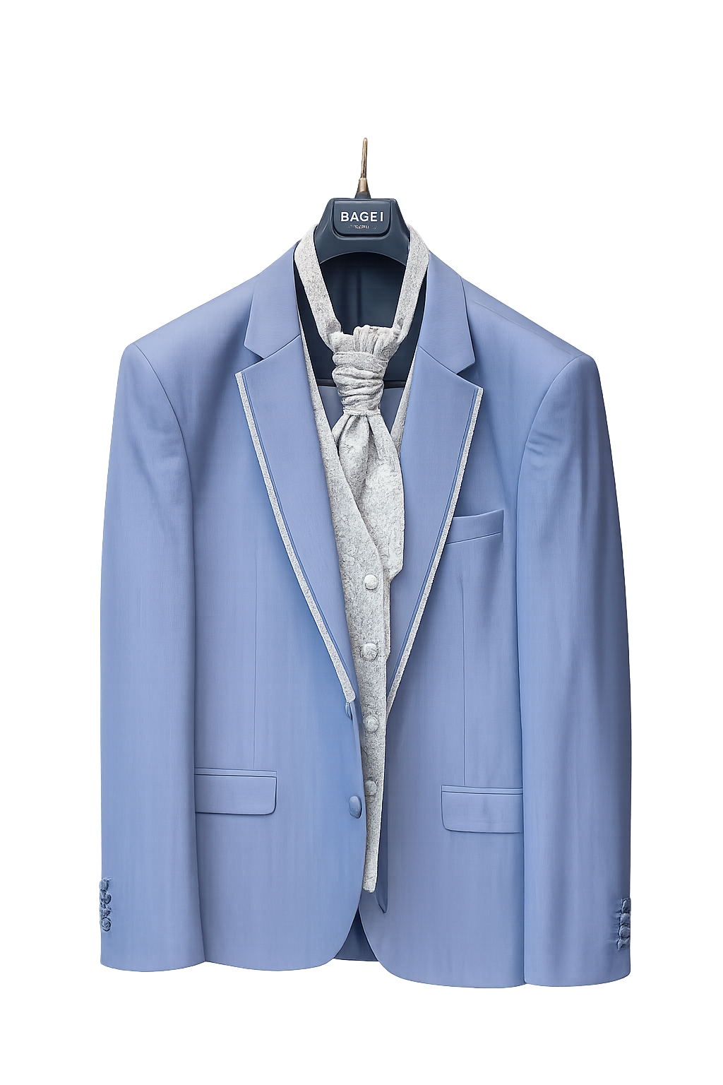 Costume Bleu Clair & Lavallière Gris