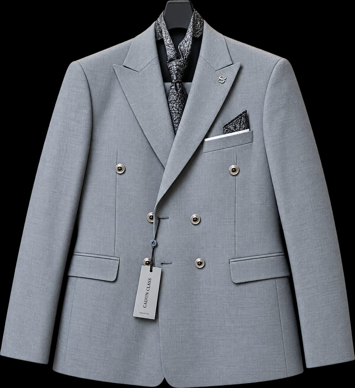Costume Gris Croisé & Lavallière
